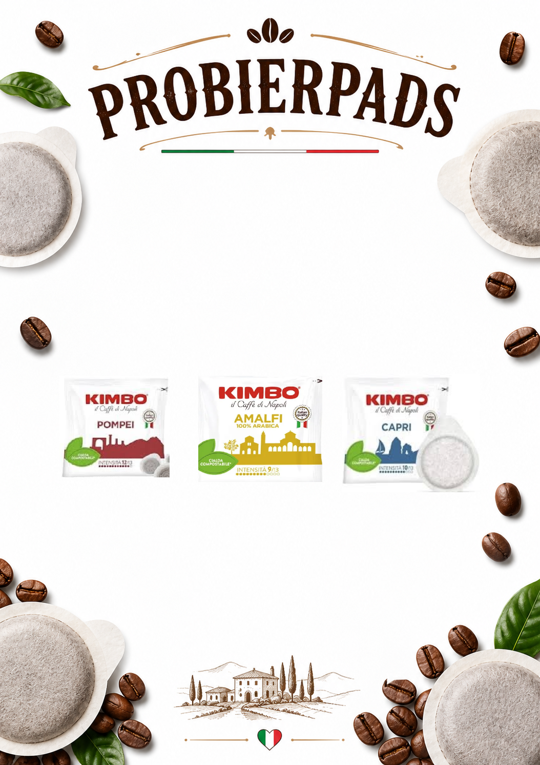 Kimbo Probierpaket ESE Pads – 15 Stück (3 Sorten Mix)