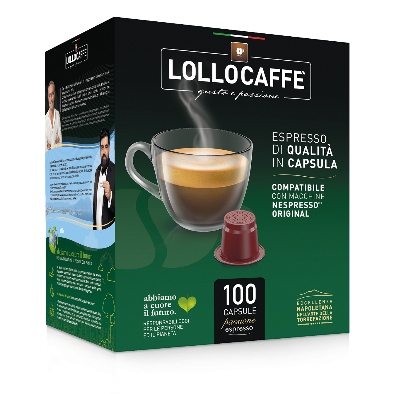 Lollo Caffe Nero Kaffeekapseln kompatibel für Nespresso® 100 Stück