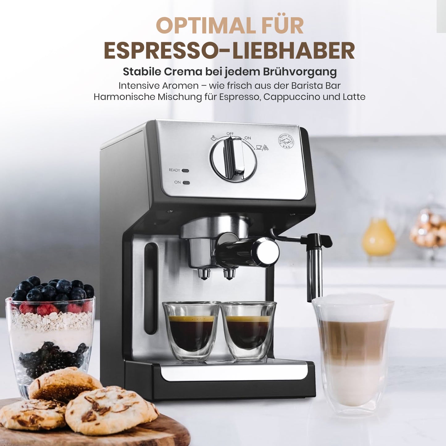 Cafferato Caffè Gran Crema – 1kg Kaffeebohnen | Espresso Italiano | Säurearm, mit Nuss- & Schokoladennoten | Ganze Bohnen