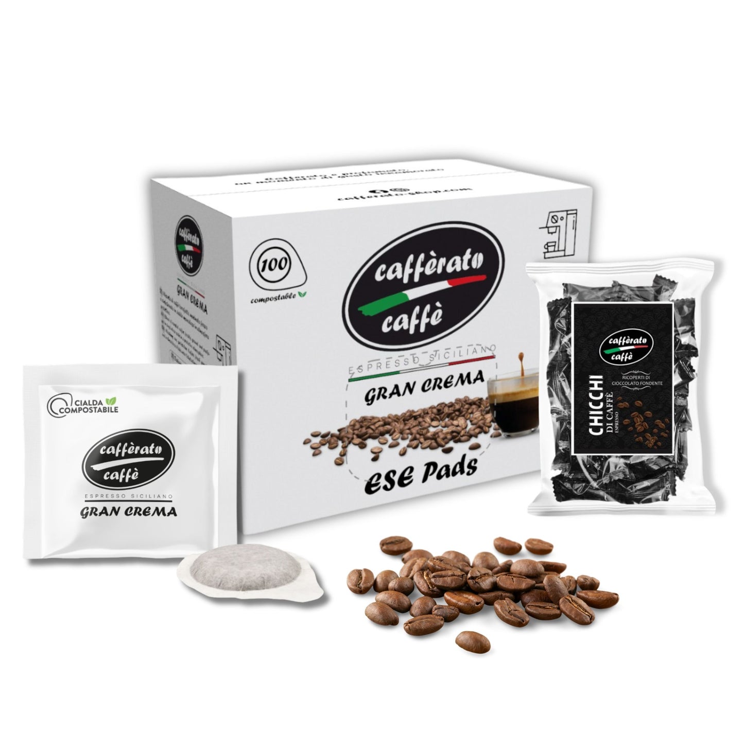 cafferato caffe Espresso Siciliano Gran Crema Kaffeepads 100 Stück ESE Pads