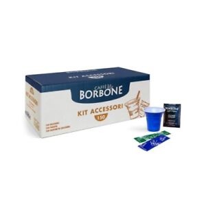 Borbone Kit 150 Becher Rührstäbchen und Zuckerbeutel